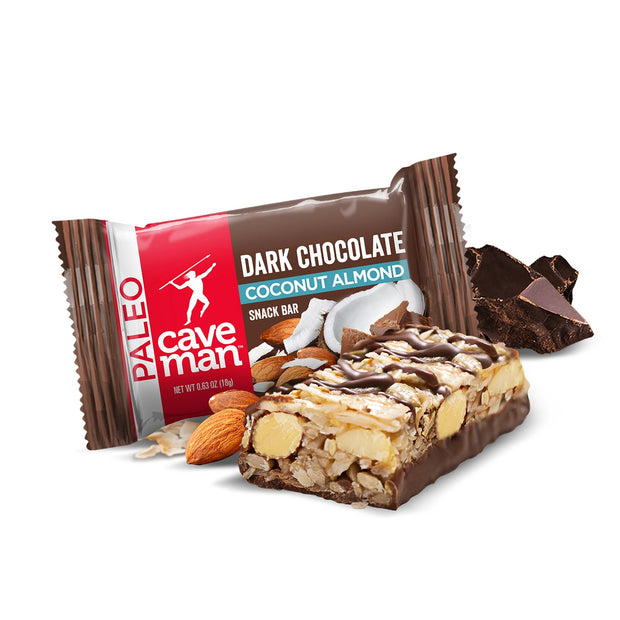 Dark Chocolate Nutrition Bar Minis Combo 30-Pack: Almond Coconut + Caramel Cashew