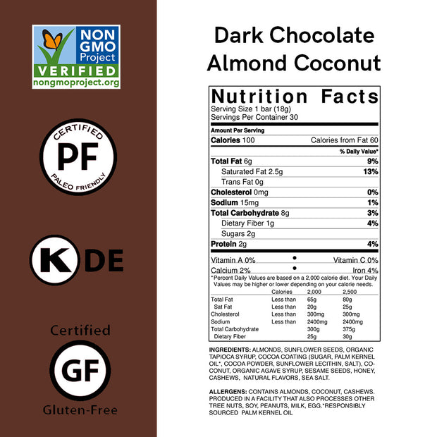 Dark Chocolate Almond Coconut Nutrition Bar Minis